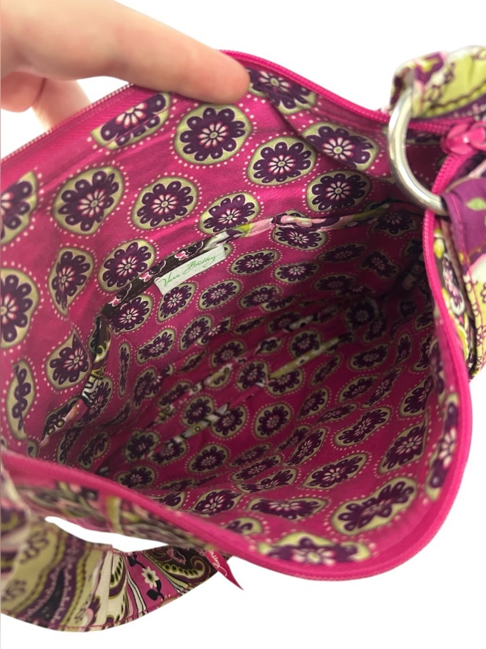 Vera Bradley Crossbody Quilted Purse Very Berry Paisley Pink Bag Hipster Ziptop - Picture 7 of 7